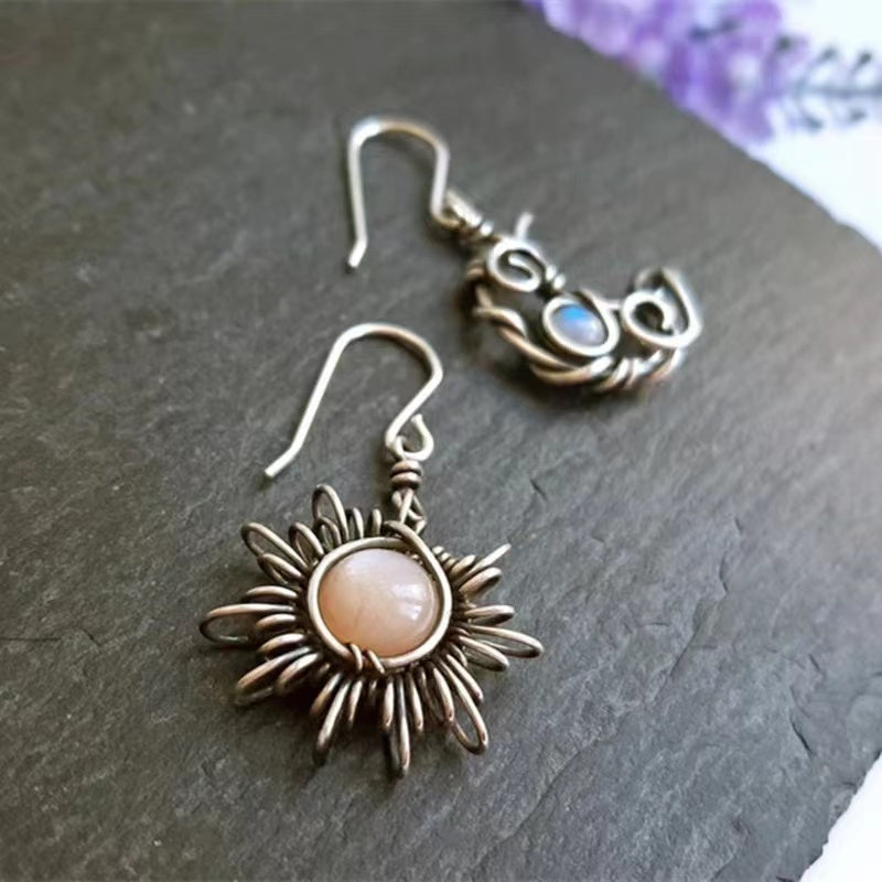 Handmade earring Retro Bohemian style moon sun earring customized gift - Duo Fashion