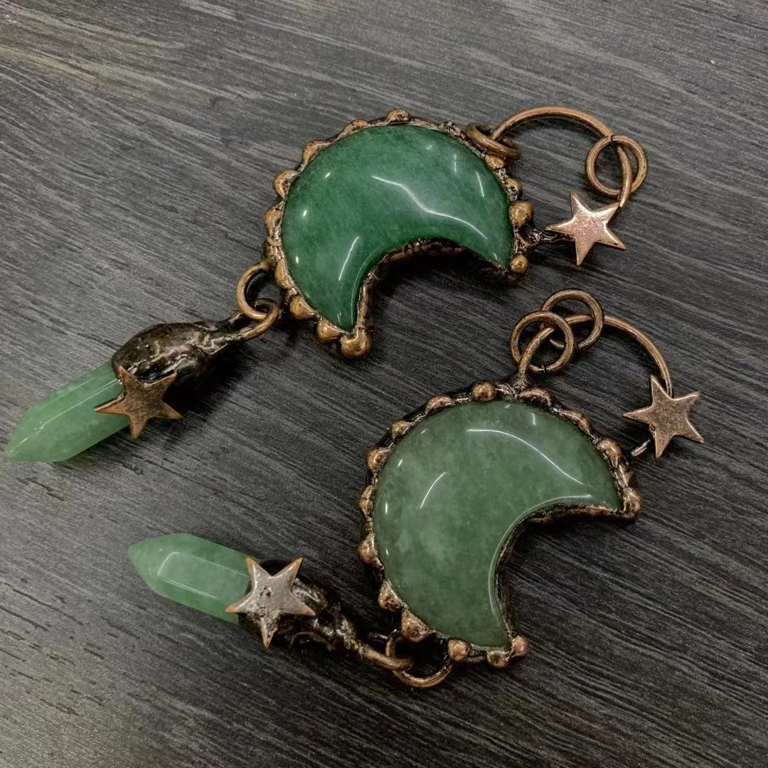 Handmade necklace earring Retro crystal cool pendant style custom gift - Duo Fashion