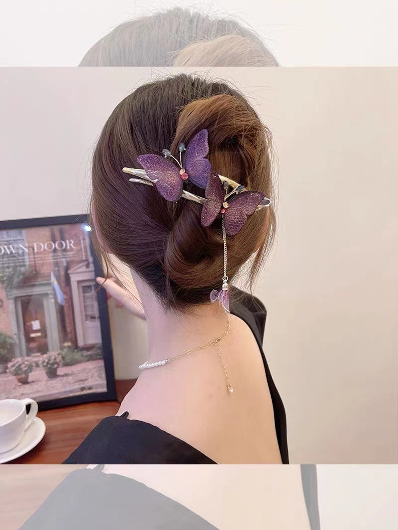 Handmade DIY hairpin butterfly silver color custom gift personalized accessories - Duo Fashion