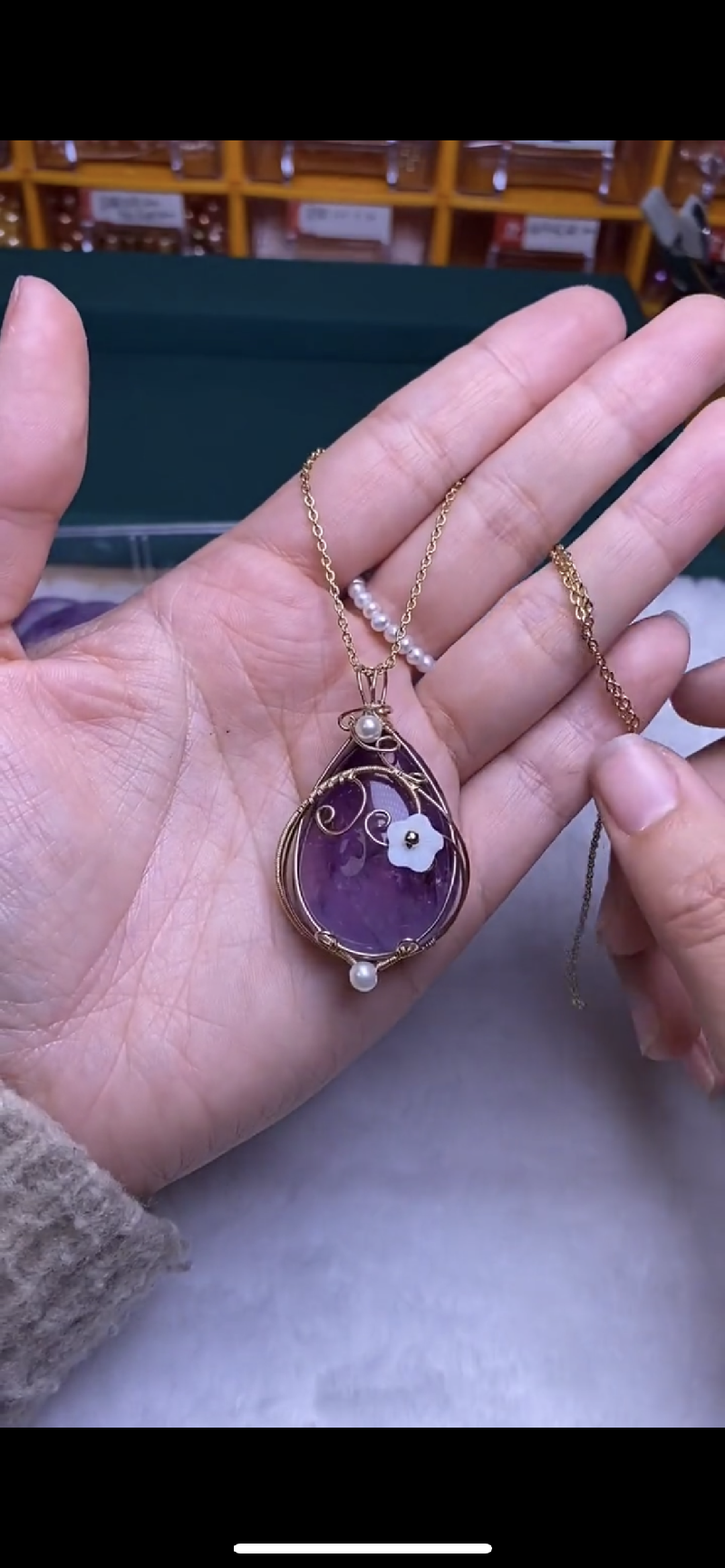 Handmade nature crystal bracelect necklace purple multiple color custom gift personalized accessories - Duo Fashion