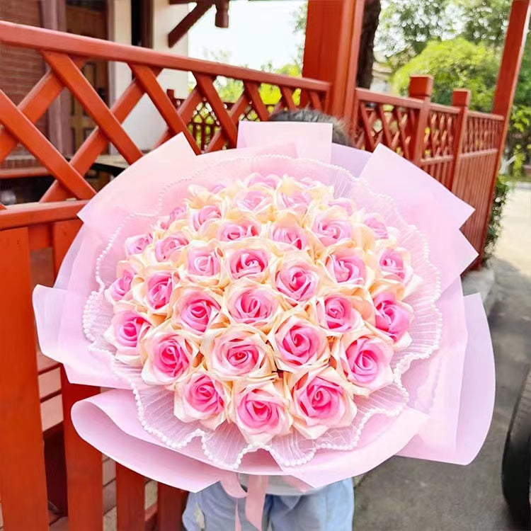 Handmade diy pita pink 3 warna bunga mawar kerajinan hadiah