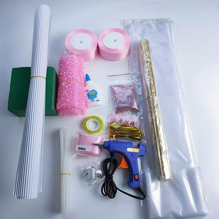 Buatan tangan diy seluruh set pita 33 pcs bunga mawar kerajinan hadiah