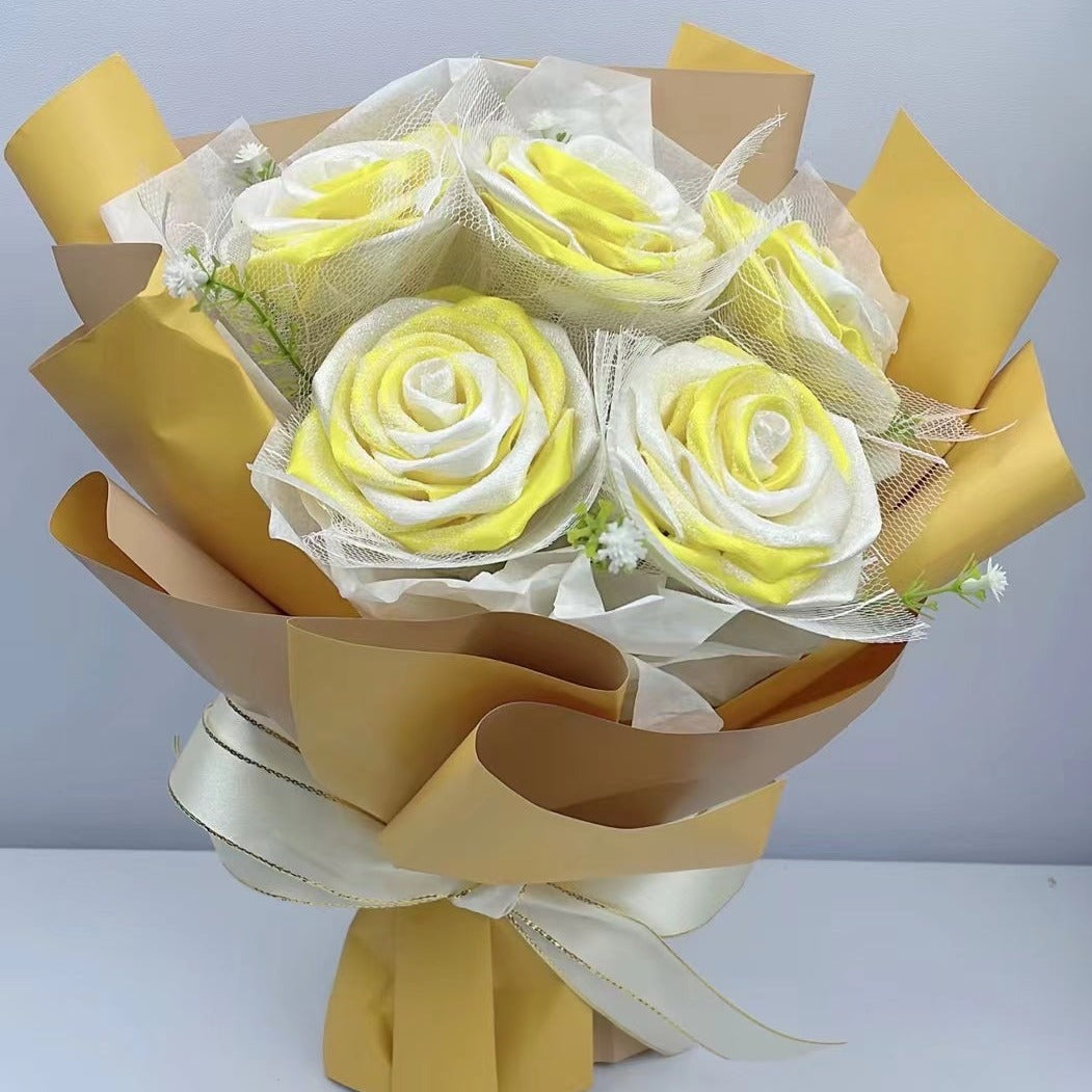 Handmade diy custom ribbon rose flower 7-11pcs finish products for birthday girlfriend gift