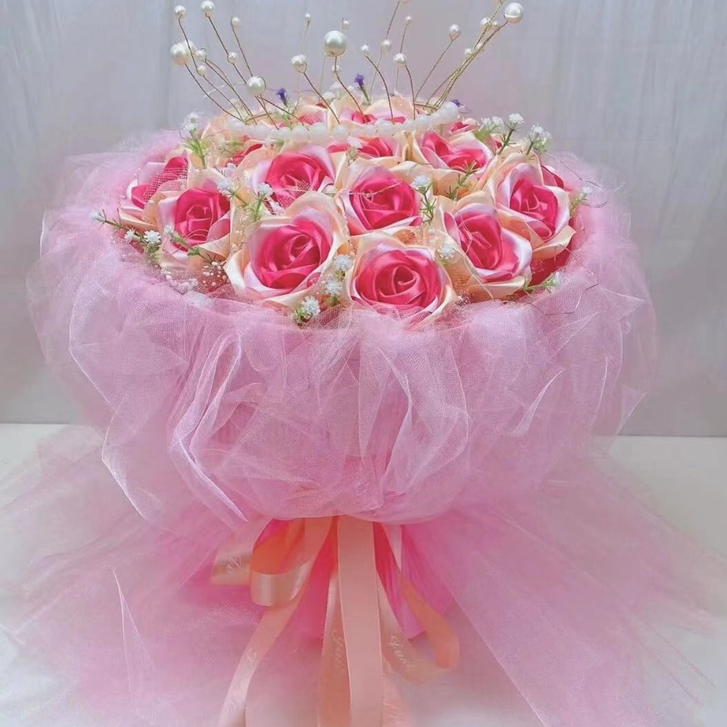 Handmade diy custom ribbon rose flower multil color 33pcs finish