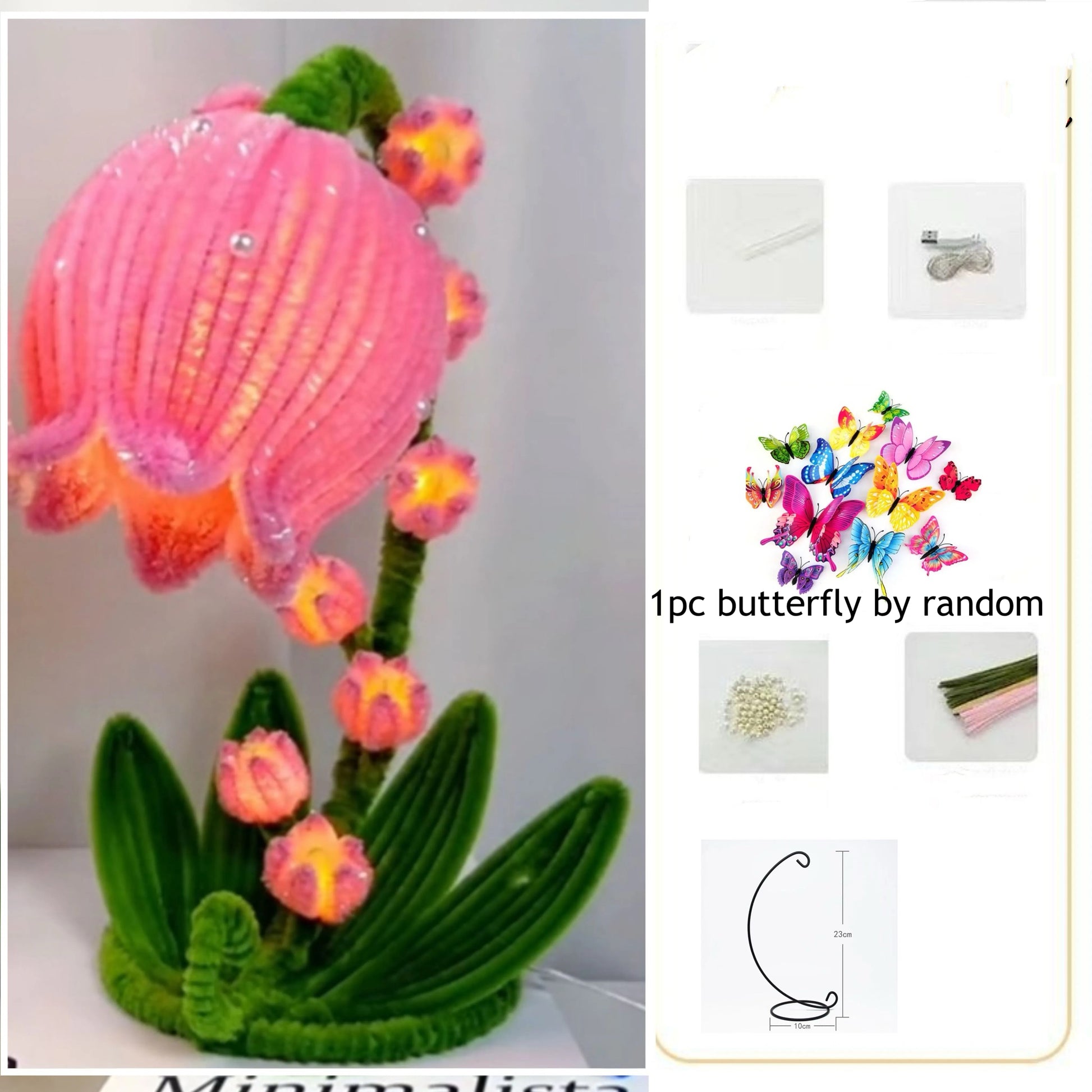 flower lamp lily of the valley DIY kits Lily of the valley flower lamp glitter pipe cleaner kits with – Duo Fashion