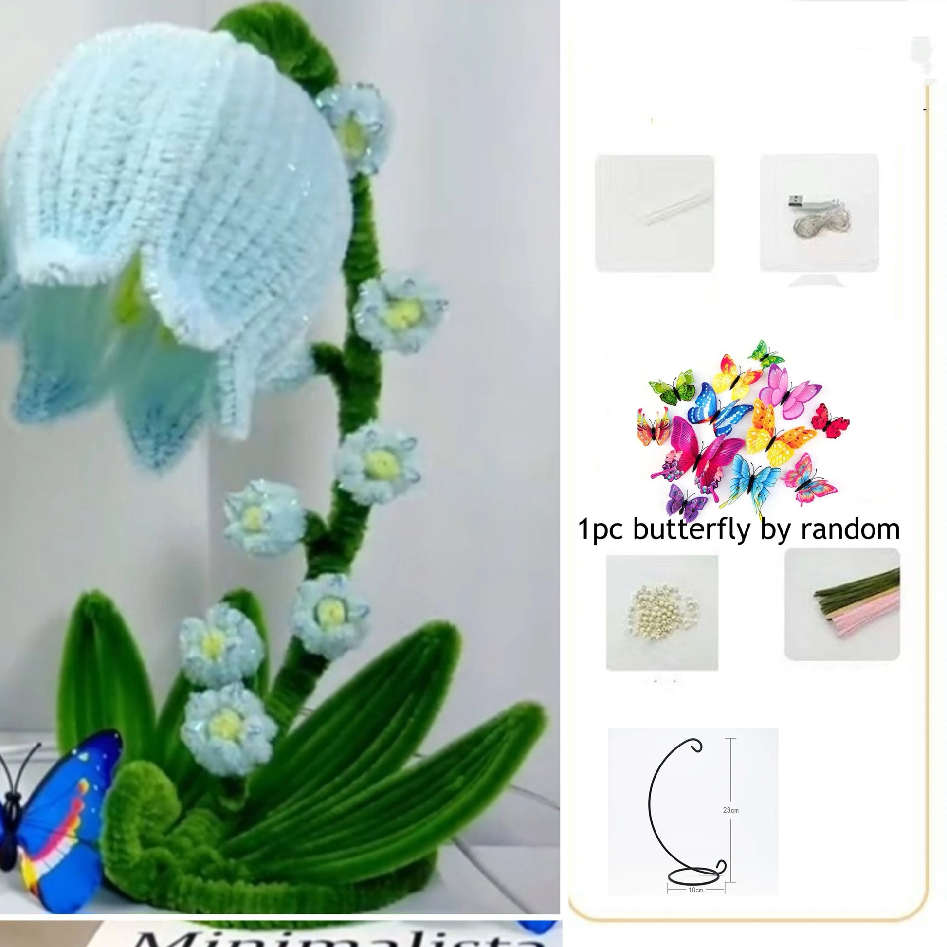 lily of the valley flower lamp DIY kits Lily of the valley flower lamp glitter pipe cleaner kits with – Duo Fashion