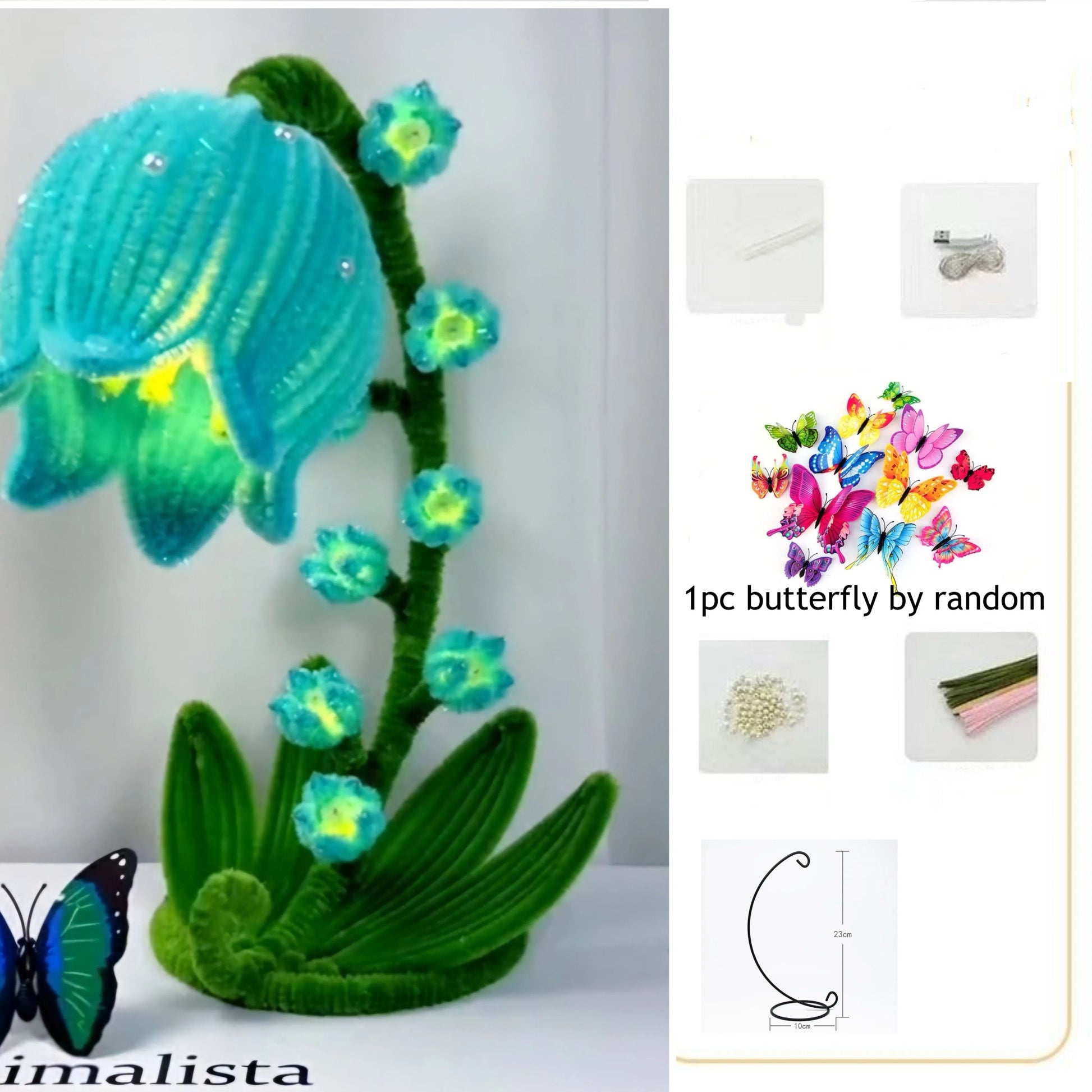 flower lamp lily of the valley DIY kits Lily of the valley flower lamp glitter pipe cleaner kits with – Duo Fashion