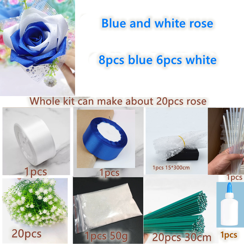 DIY Whole Kits For Ribbon Rose Flowers Bouquet Girlfriend Mother