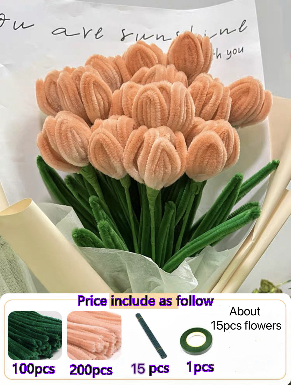 DIY raw material pipe cleaner fuzzy wire whole sets flowers birthday g –  Duo Fashion