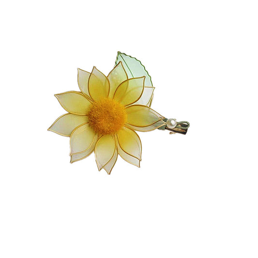 Handmade jewelry diy artificial flowers fluid sunflower hair clip personalized birthday gift - Duo Fashion