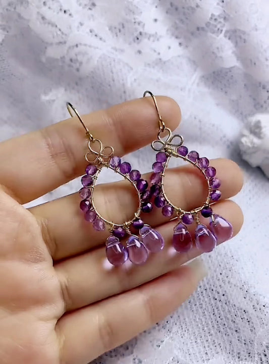 Handmade earring crystal pearl beads earring customized gift - Duo Fashion