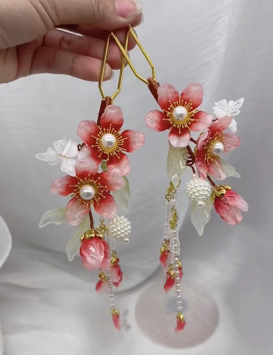 Handmade coloured glaze flower hair products custom gift personalized accessories - Duo Fashion