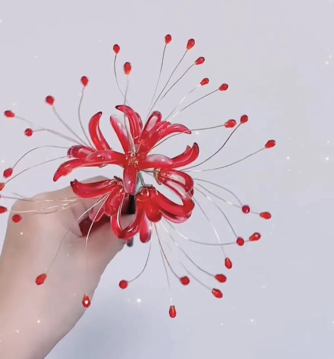 spider lily chinese Hanmdade spider lily flower hairpin Chinese Hanfu style for girls pers – Duo Fashion
