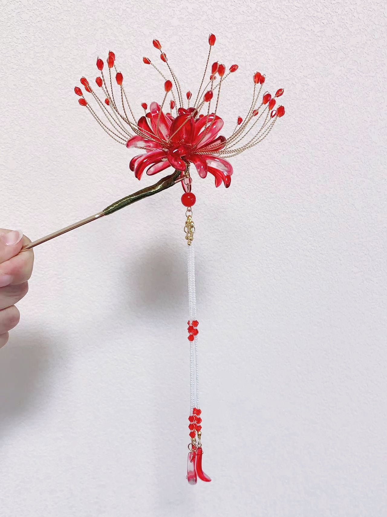 spider lily gift Hanmdade spider lily flower hairpin Chinese Hanfu style for girls pers – Duo Fashion