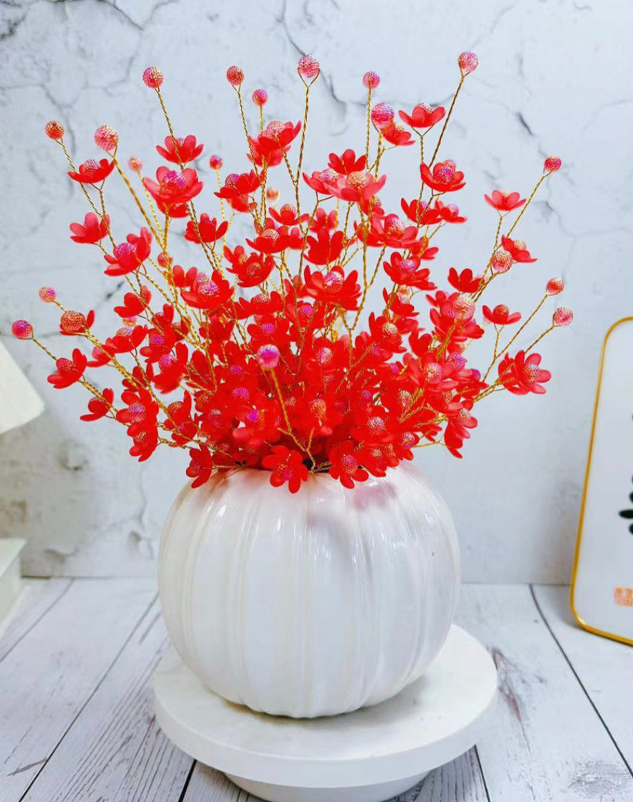 6 Red Glass Flower Beads, Large Chunky Flower Artisan Handmade Opaque –  LylaSupplies