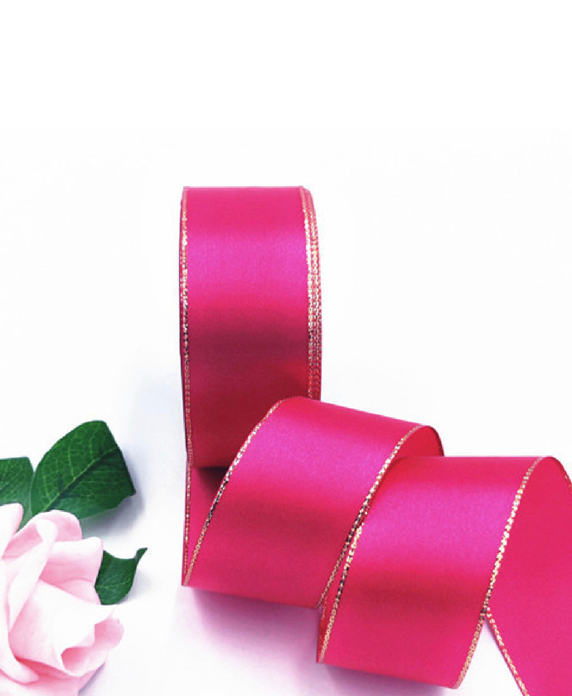 Handmade diy colorful satin ribbon with golden edge for ribbon flower ...